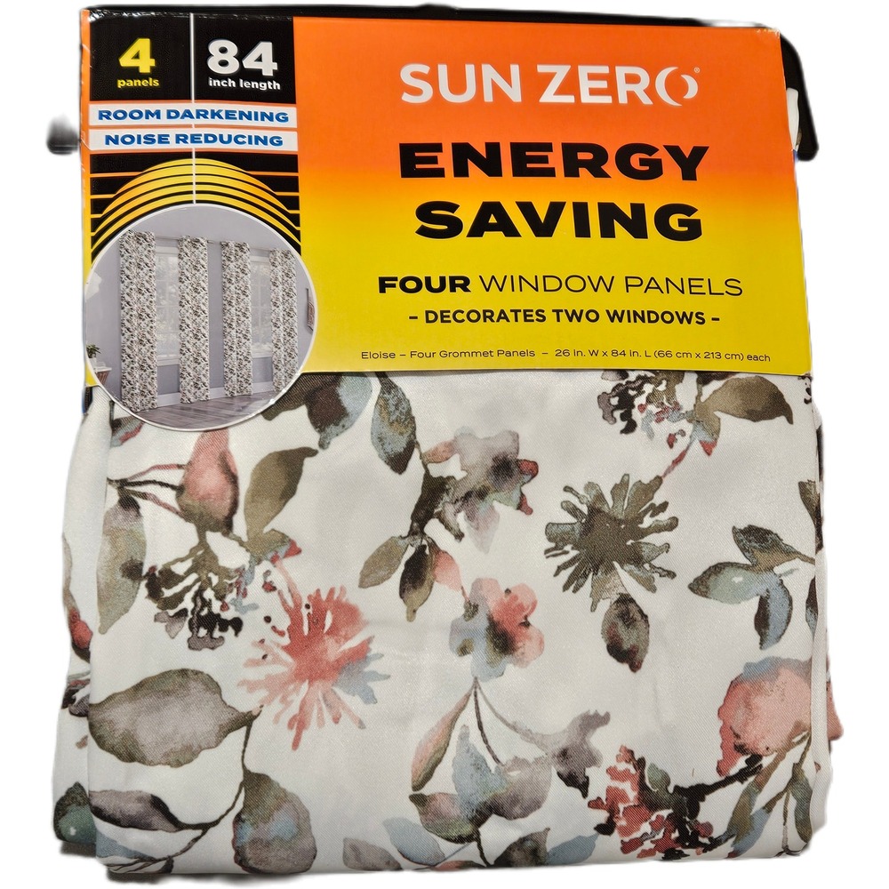 NWT Sun Zero Eloise Grommet 4‎ Window Panels 26"x84" Sage Floral Room Darkening